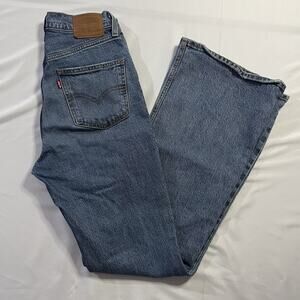 Levi's Premium 70s High Flare Jeans Blue W25 (Fits 26) L32 High Rise Retro Big E